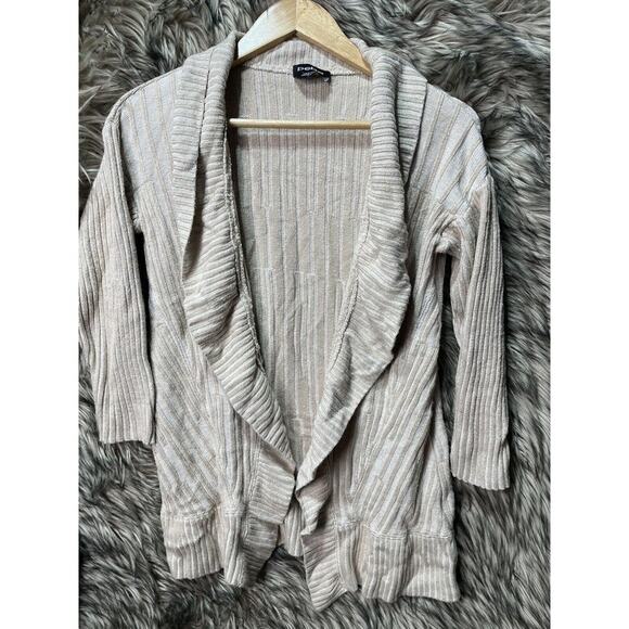 BEBE Beige‎ and Cream Striped Knit Cardigan Sweater Women's Size XS - Picture 1 of 4